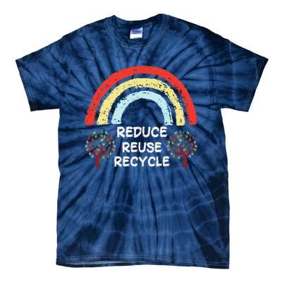 Rainbow Reduce Reuse Recycle Love The Earth Tree Environment Tie-Dye T-Shirt