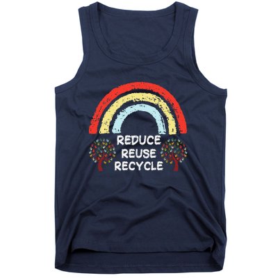 Rainbow Reduce Reuse Recycle Love The Earth Tree Environment Tank Top