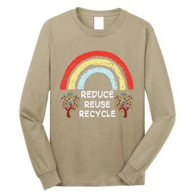 Rainbow Reduce Reuse Recycle Love The Earth Tree Environment Long Sleeve Shirt