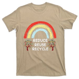 Rainbow Reduce Reuse Recycle Love The Earth Tree Environment T-Shirt