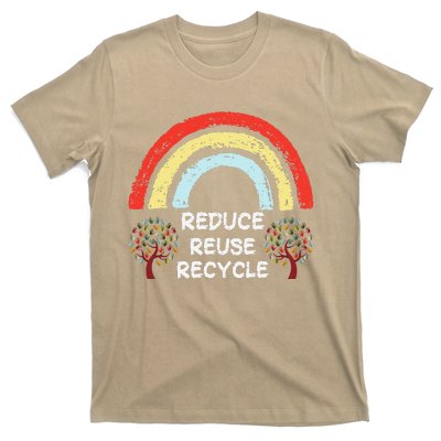 Rainbow Reduce Reuse Recycle Love The Earth Tree Environment T-Shirt