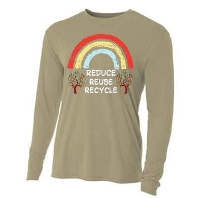 Rainbow Reduce Reuse Recycle Love The Earth Tree Environment Cooling Performance Long Sleeve Crew