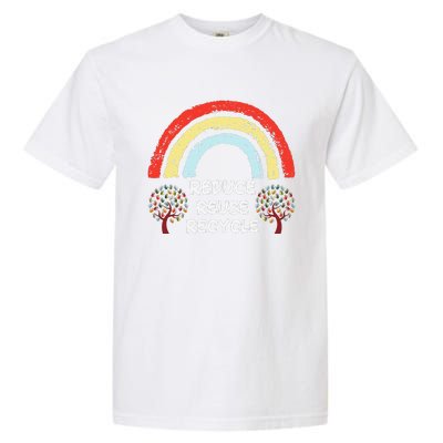 Rainbow Reduce Reuse Recycle Love The Earth Tree Environment Garment-Dyed Heavyweight T-Shirt