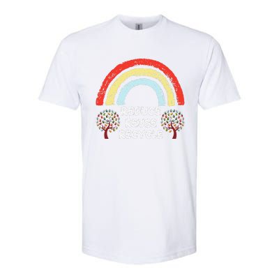 Rainbow Reduce Reuse Recycle Love The Earth Tree Environment Softstyle CVC T-Shirt