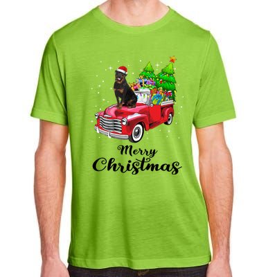 Rottweiler Ride Red Truck Christmas Pajama Gift Adult ChromaSoft Performance T-Shirt