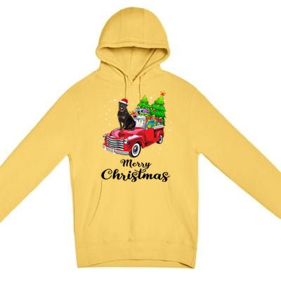 Rottweiler Ride Red Truck Christmas Pajama Gift Premium Pullover Hoodie