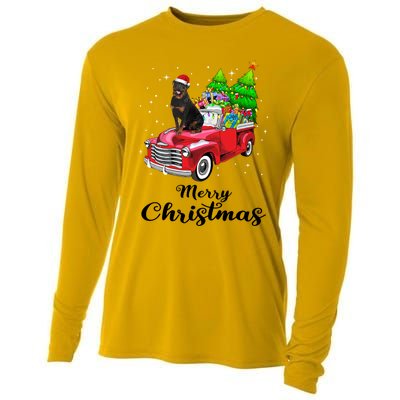 Rottweiler Ride Red Truck Christmas Pajama Gift Cooling Performance Long Sleeve Crew