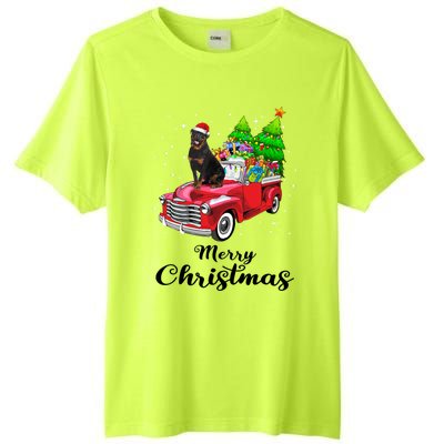 Rottweiler Ride Red Truck Christmas Pajama Gift Tall Fusion ChromaSoft Performance T-Shirt