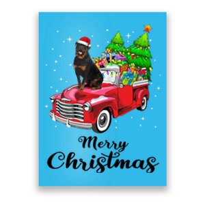 Rottweiler Ride Red Truck Christmas Pajama Gift Poster