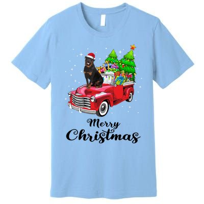 Rottweiler Ride Red Truck Christmas Pajama Gift Premium T-Shirt