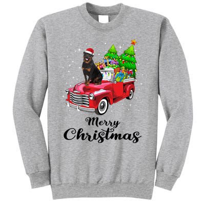 Rottweiler Ride Red Truck Christmas Pajama Gift Sweatshirt