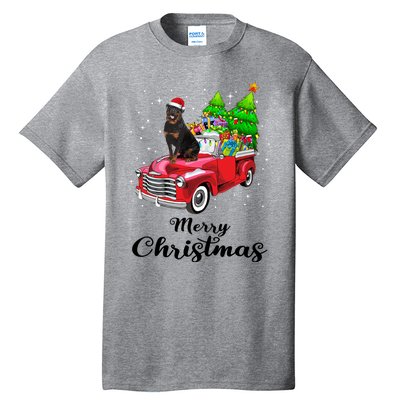 Rottweiler Ride Red Truck Christmas Pajama Gift Tall T-Shirt