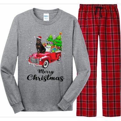 Rottweiler Ride Red Truck Christmas Pajama Gift Long Sleeve Pajama Set