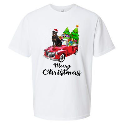 Rottweiler Ride Red Truck Christmas Pajama Gift Sueded Cloud Jersey T-Shirt