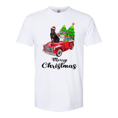 Rottweiler Ride Red Truck Christmas Pajama Gift Softstyle CVC T-Shirt