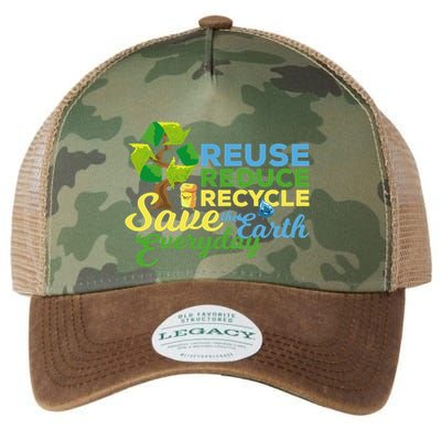 Reuse Reduce Recycle Save The Earth Everyday Gift Legacy Tie Dye Trucker Hat