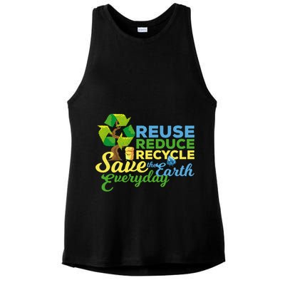 Reuse Reduce Recycle Save The Earth Everyday Gift Ladies PosiCharge Tri-Blend Wicking Tank