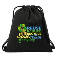 Reuse Reduce Recycle Save The Earth Everyday Gift Drawstring Bag