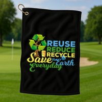 Reuse Reduce Recycle Save The Earth Everyday Gift Golf Towel