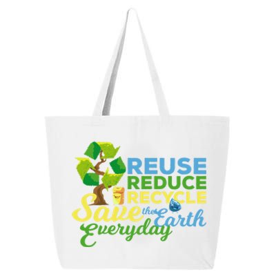 Reuse Reduce Recycle Save The Earth Everyday Gift 25L Jumbo Tote