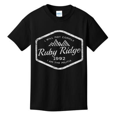 Remember Ruby Ridge 1992. I Will Not Comply. Kids T-Shirt