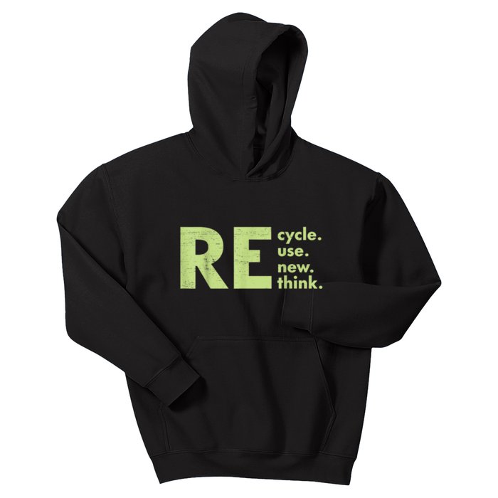 Recycle Reuse Renew Rethink Crisis Environmental Activism Kids Hoodie