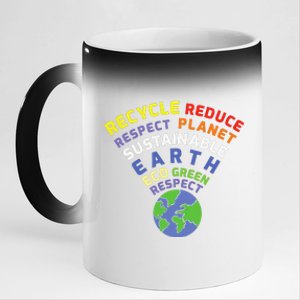 Recycle Reduce Respect Planet Nature Protect Hour Day Earth 11oz Black Color Changing Mug