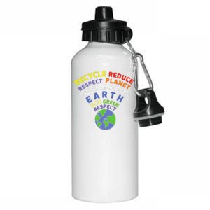 Recycle Reduce Respect Planet Nature Protect Hour Day Earth Aluminum Water Bottle