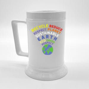 Recycle Reduce Respect Planet Nature Protect Hour Day Earth Beer Stein