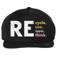 Recycle Reuse Renew Rethink Wool Snapback Cap