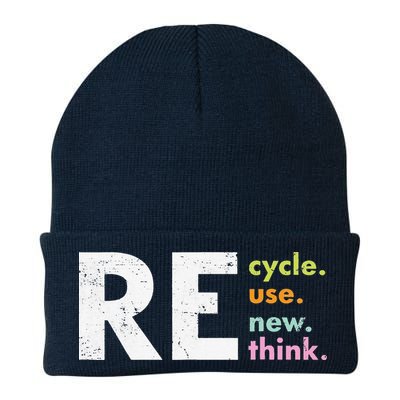 Recycle Reuse Renew Rethink Knit Cap Winter Beanie