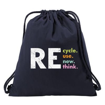 Recycle Reuse Renew Rethink Drawstring Bag