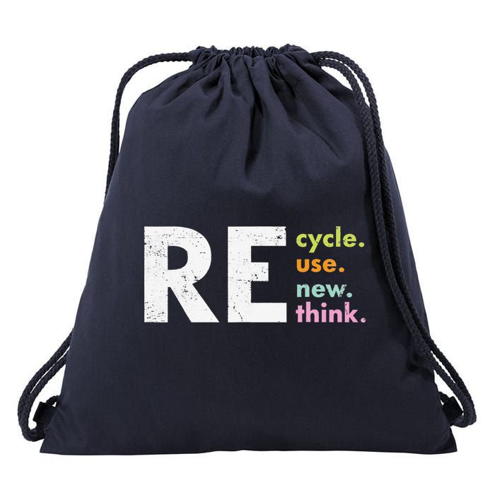 Recycle Reuse Renew Rethink Drawstring Bag