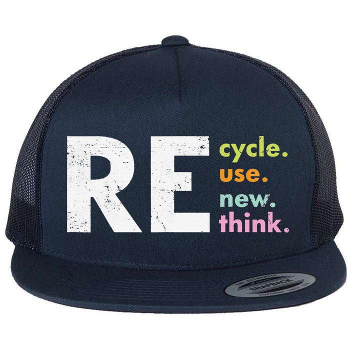 Recycle Reuse Renew Rethink Flat Bill Trucker Hat