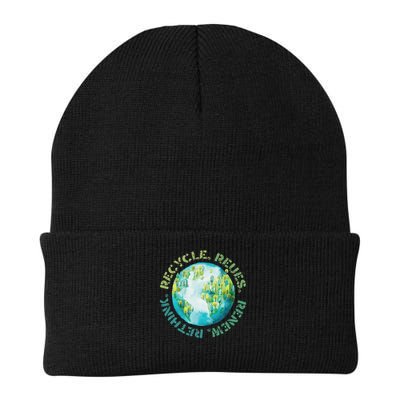 Recycle Reuse Renew Rethink Earth Day Environmental Knit Cap Winter Beanie