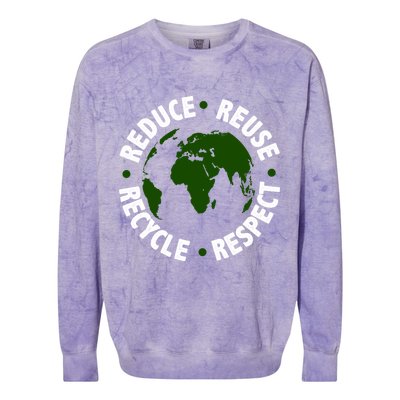 Recycle Reduce Reuse Respect Earth Day Colorblast Crewneck Sweatshirt