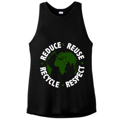 Recycle Reduce Reuse Respect Earth Day Ladies PosiCharge Tri-Blend Wicking Tank