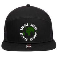 Recycle Reduce Reuse Respect Earth Day 7 Panel Mesh Trucker Snapback Hat