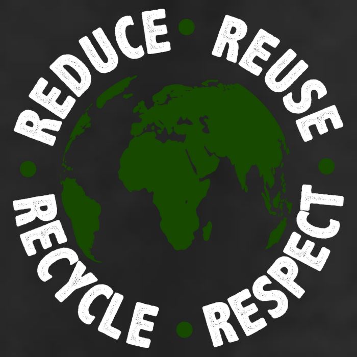 Recycle Reduce Reuse Respect Earth Day 7 Panel Mesh Trucker Snapback Hat