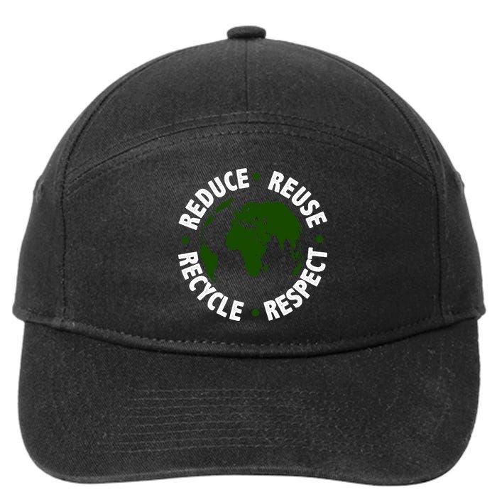 Recycle Reduce Reuse Respect Earth Day 7-Panel Snapback Hat
