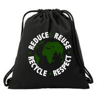 Recycle Reduce Reuse Respect Earth Day Drawstring Bag
