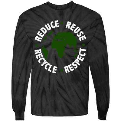 Recycle Reduce Reuse Respect Earth Day Tie-Dye Long Sleeve Shirt