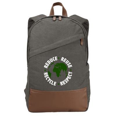 Recycle Reduce Reuse Respect Earth Day Cotton Canvas Backpack