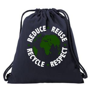 Recycle Reduce Reuse Respect Earth Day Drawstring Bag