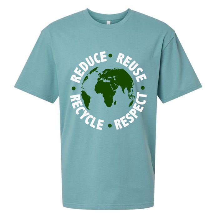 Recycle Reduce Reuse Respect Earth Day Sueded Cloud Jersey T-Shirt