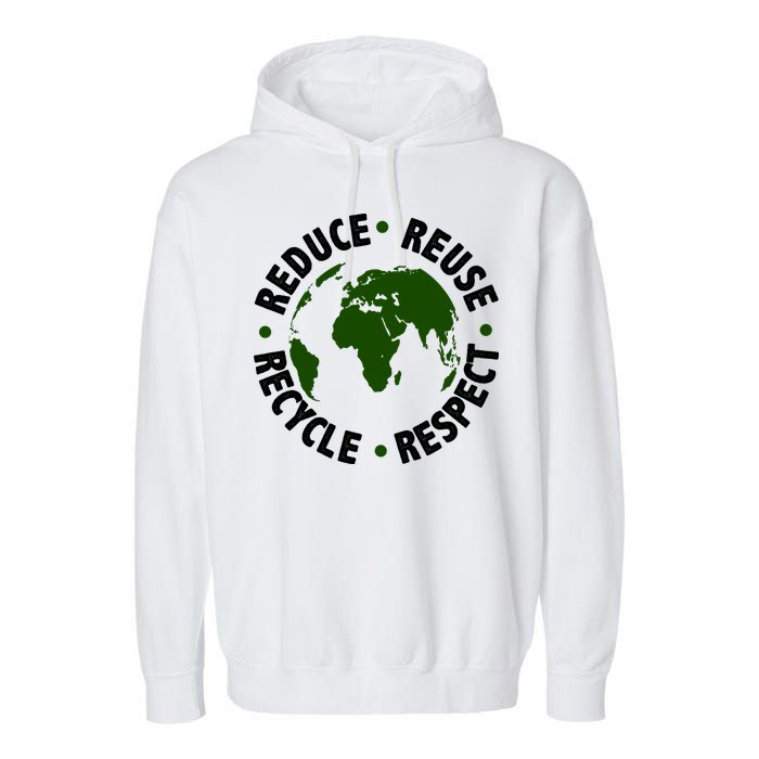 Recycle Reduce Reuse Respect Earth Day Garment-Dyed Fleece Hoodie