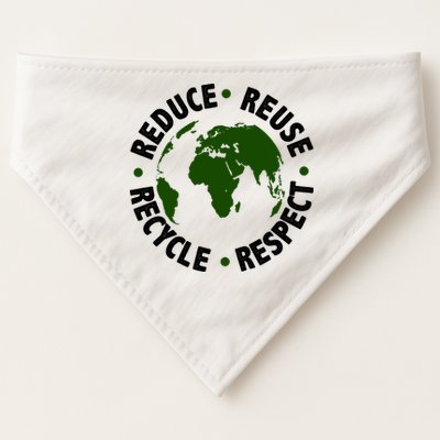 Recycle Reduce Reuse Respect Earth Day USA-Made Doggie Bandana