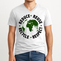 Recycle Reduce Reuse Respect Earth Day V-Neck T-Shirt