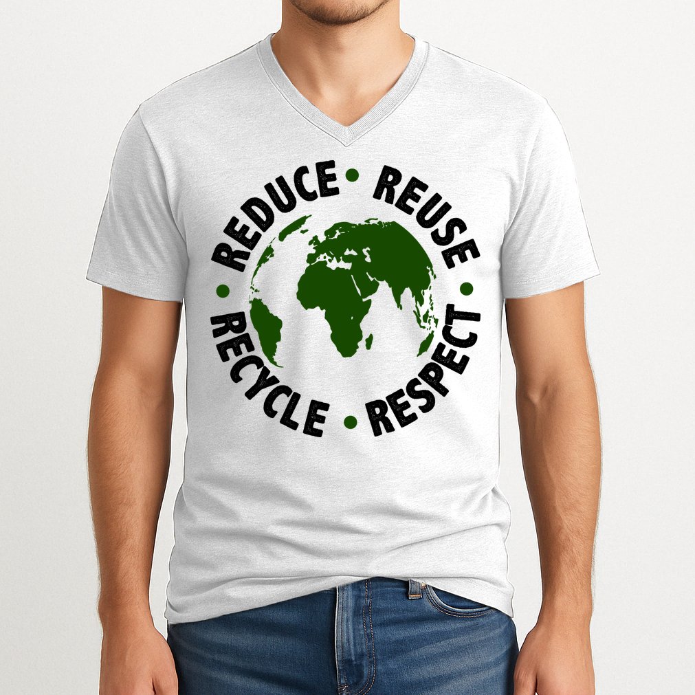 Recycle Reduce Reuse Respect Earth Day V-Neck T-Shirt