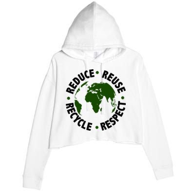 Recycle Reduce Reuse Respect Earth Day Crop Fleece Hoodie